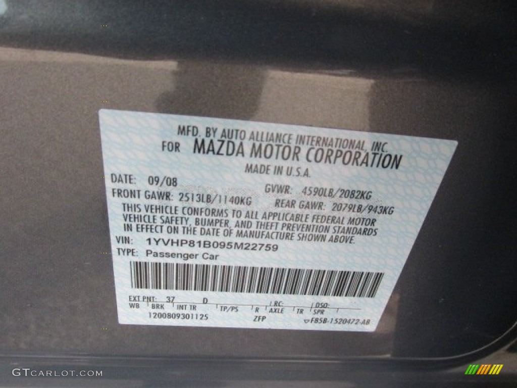 2009 Mazda MAZDA6 s Sport Color Code Photos
