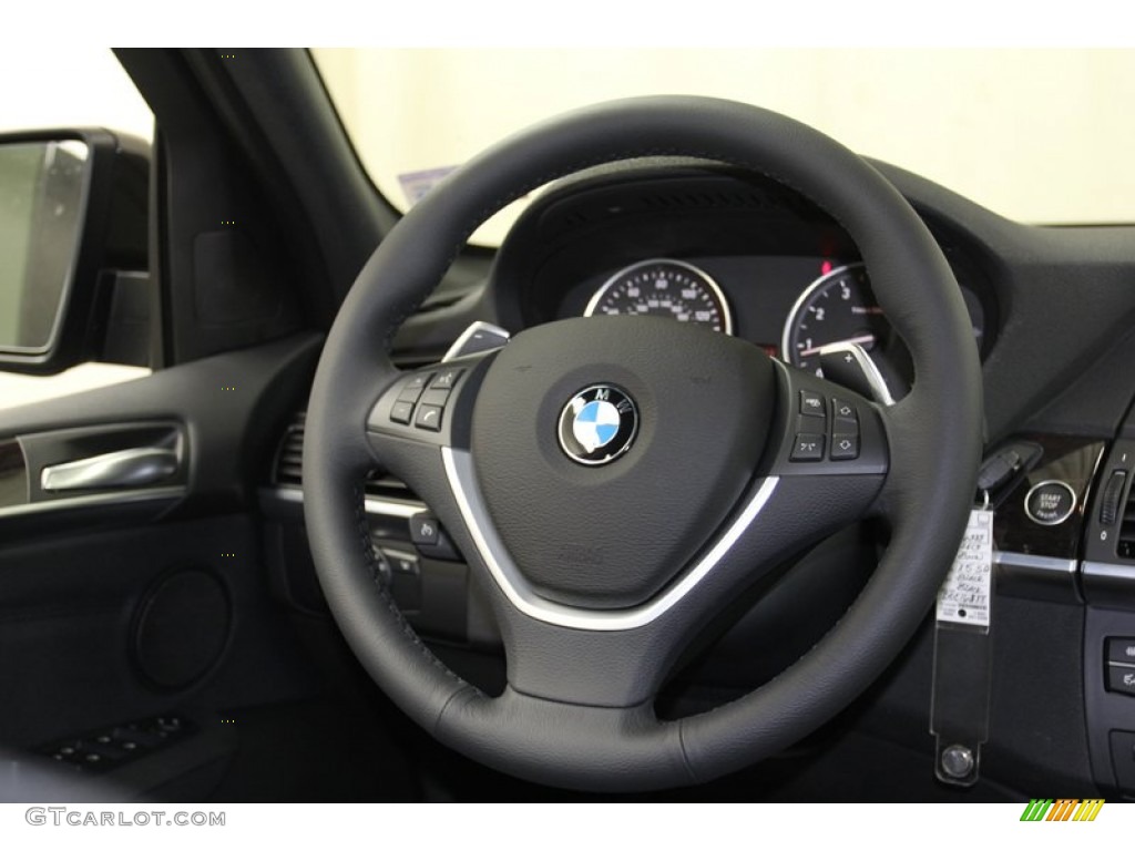 2013 BMW X5 xDrive 50i Black Steering Wheel Photo #78743513