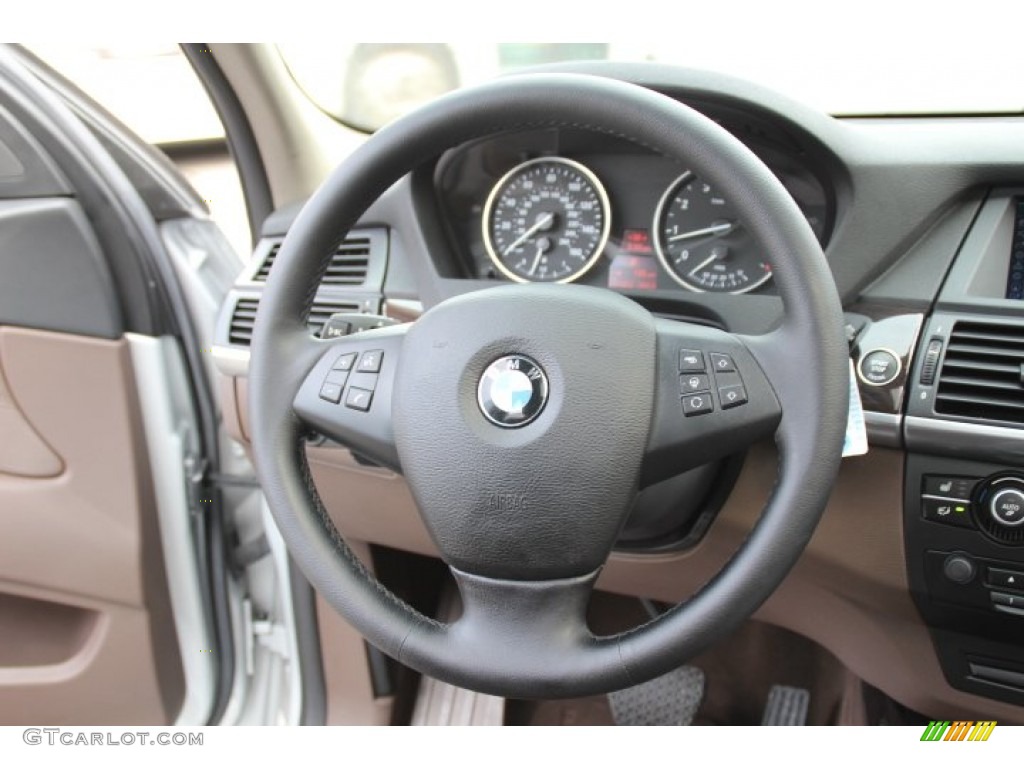 2011 BMW X5 xDrive 35i Tobacco Nevada Leather Steering Wheel Photo #78748816