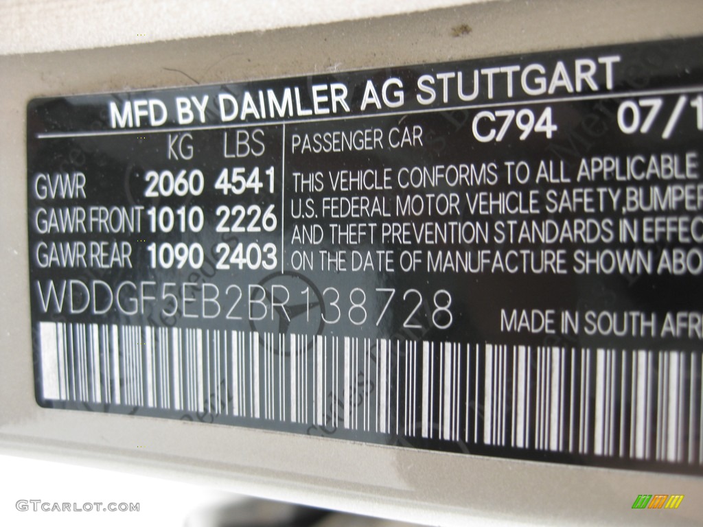 2011 C Color Code 794 for Pearl Beige Metallic Photo #78756560
