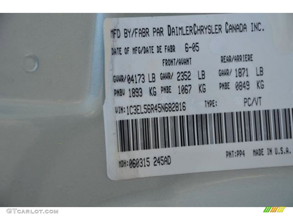 2005 Sebring Color Code PP4 for Satin Jade Pearl Photo #78759707