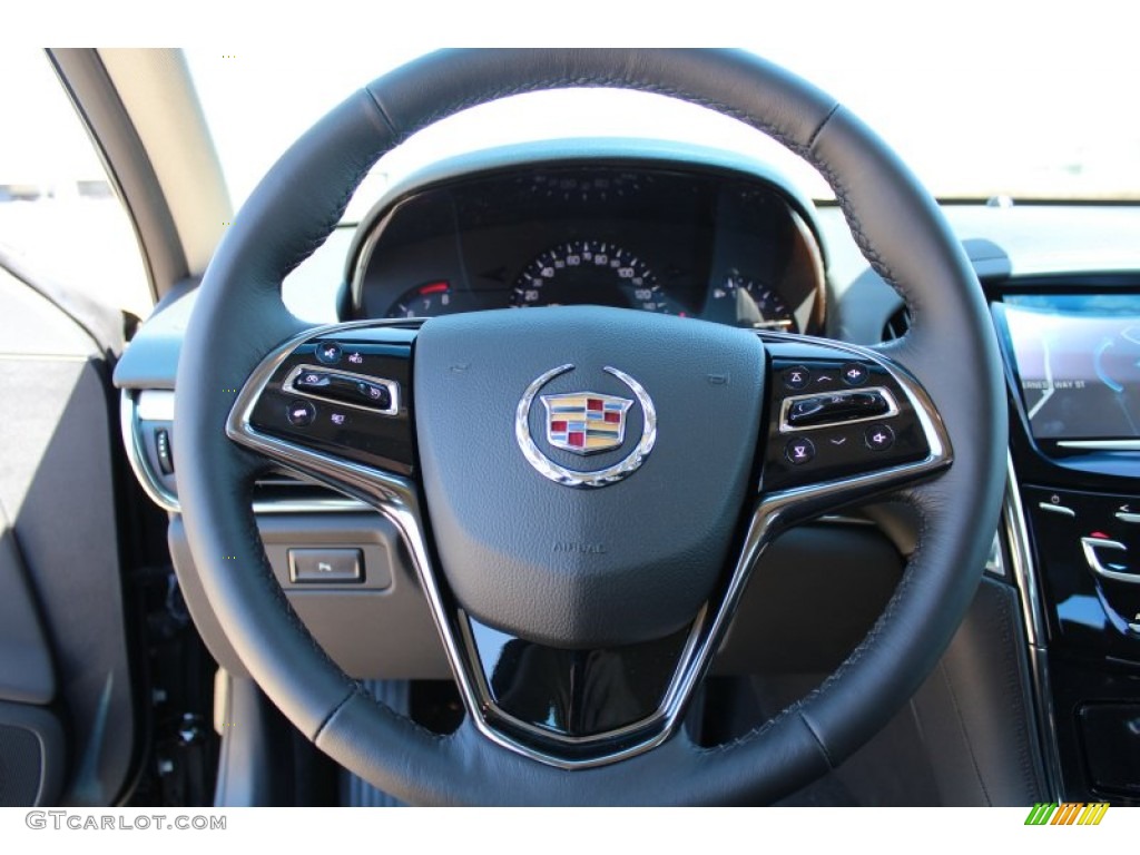 2013 Cadillac ATS 2.0L Turbo Luxury Jet Black/Jet Black Accents Steering Wheel Photo #78759825