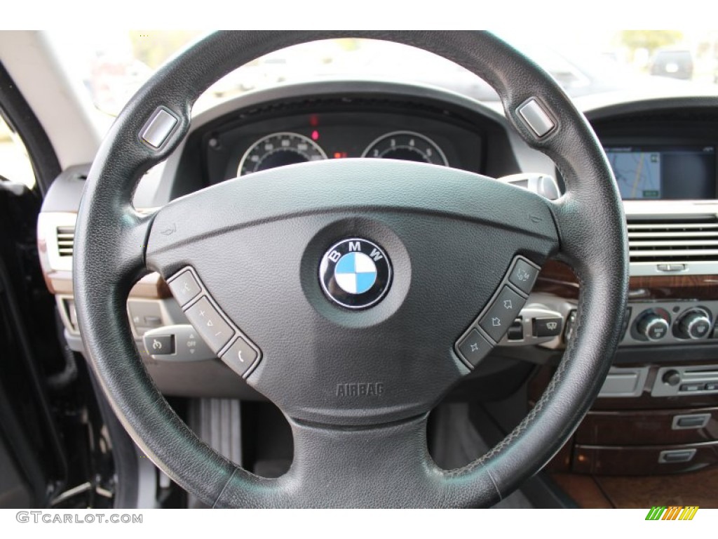 2006 BMW 7 Series 750Li Sedan Black/Black Steering Wheel Photo #78761674