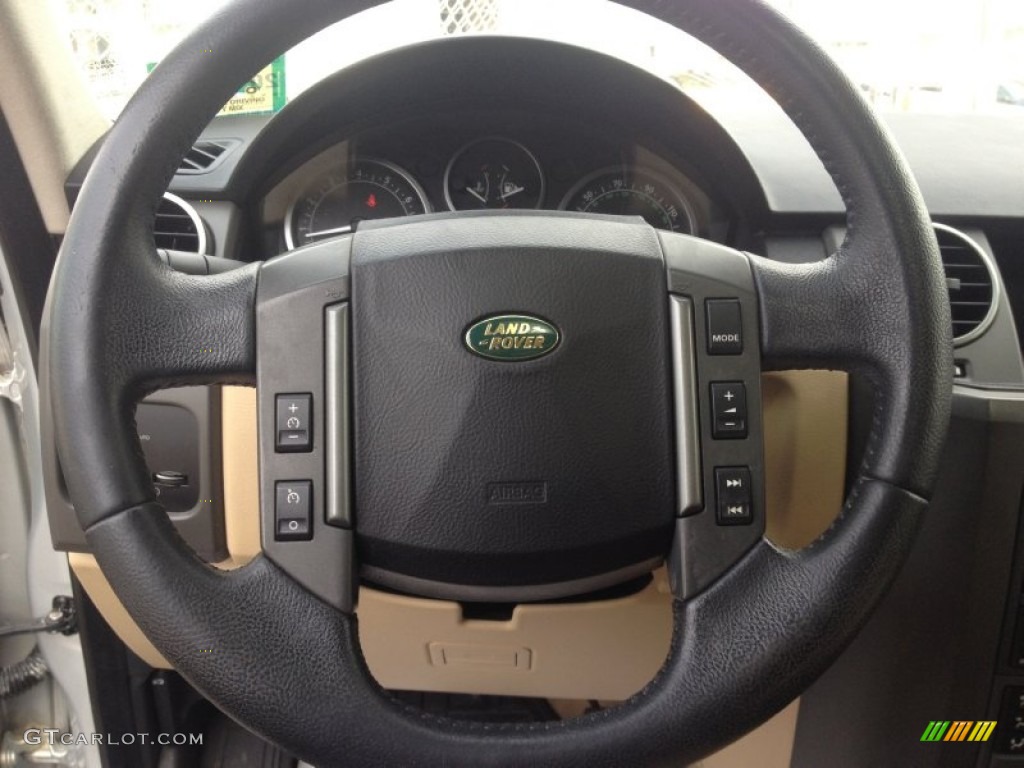 2006 Land Rover LR3 V8 SE Alpaca Beige Steering Wheel Photo #78763073