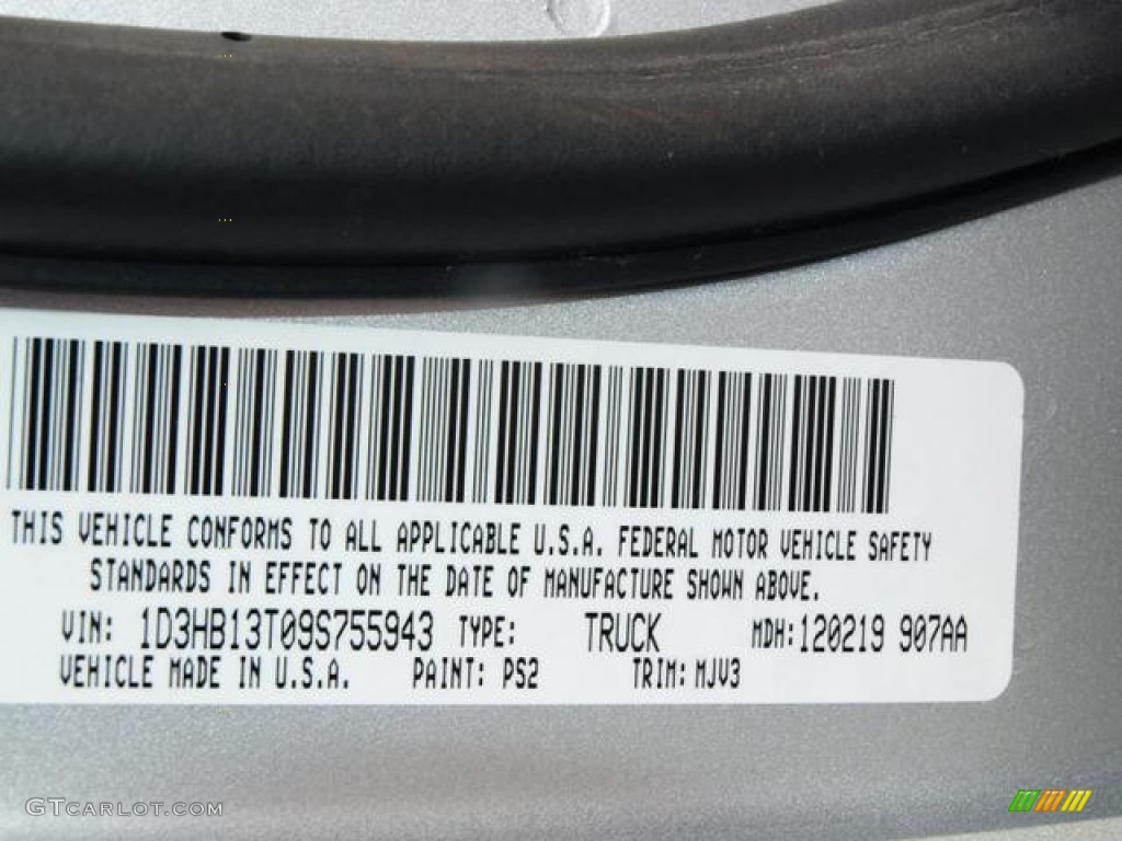2009 Ram 1500 Color Code PS2 for Bright Silver Metallic Photo #78764933
