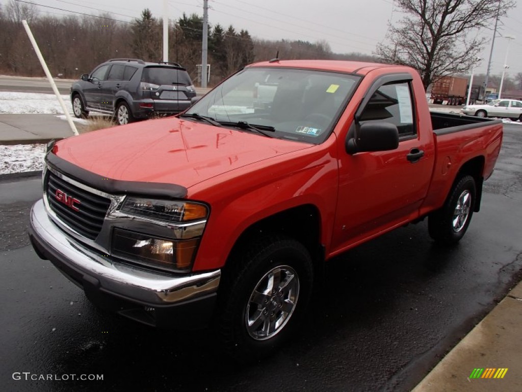 2009 Canyon SLE Regular Cab 4x4 - Red Orange Metallic / Ebony photo #4