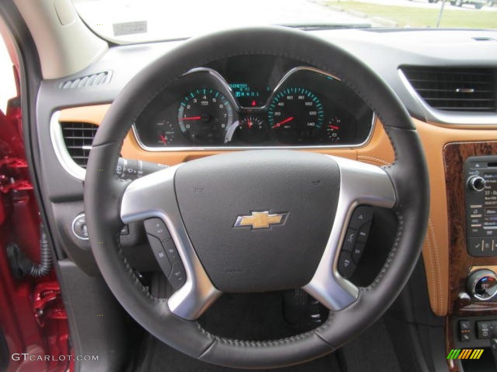 2013 Chevrolet Traverse LT AWD Ebony/Mojave Steering Wheel Photo #78778155