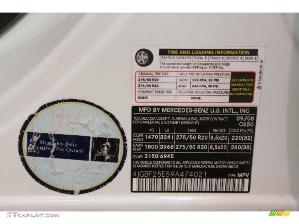 2009 GL Color Code 650 for Arctic White Photo #78778416
