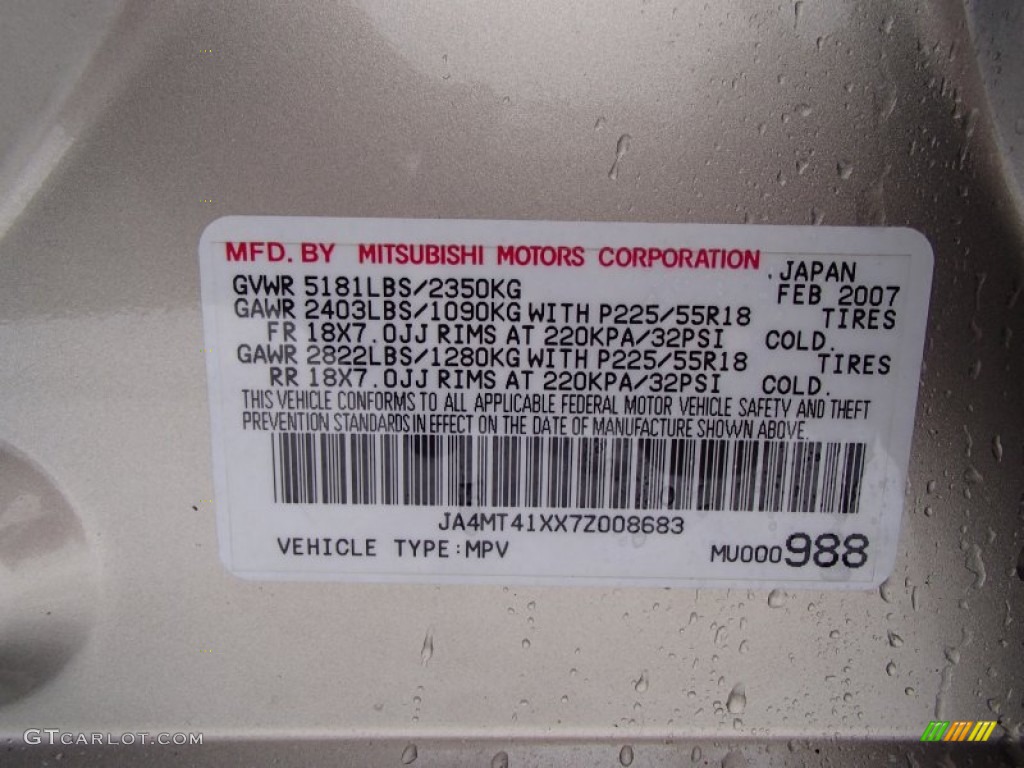 2007 Outlander XLS 4WD - Desert Sand Metallic / Beige photo #25