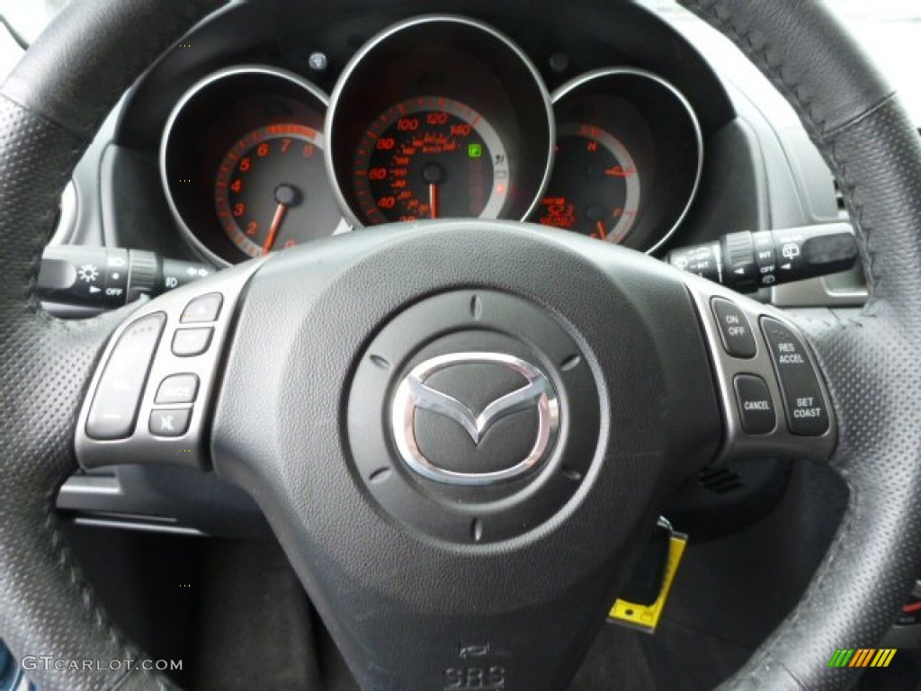 2007 Mazda MAZDA3 s Sport Hatchback Black Steering Wheel Photo #78784748