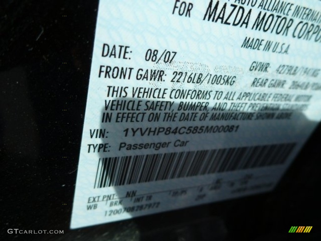 2008 Mazda MAZDA6 i Sport Hatchback Color Code Photos