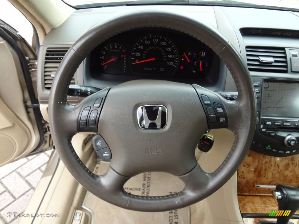 2004 Honda Accord EX V6 Sedan Ivory Steering Wheel Photo #78785873