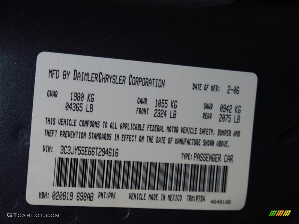 2006 PT Cruiser Color Code PPK for Magnesium Green Pearl Photo #78786653