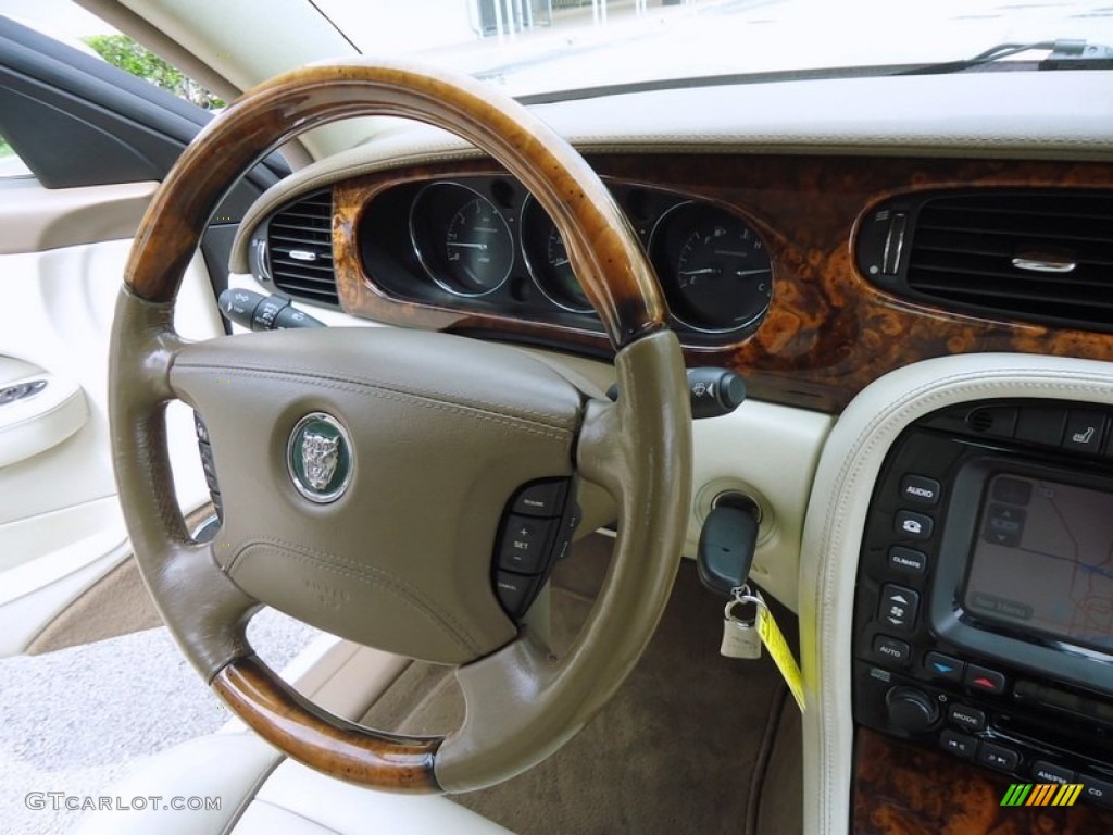 2005 Jaguar XJ Super V8 Ivory Steering Wheel Photo #78786815