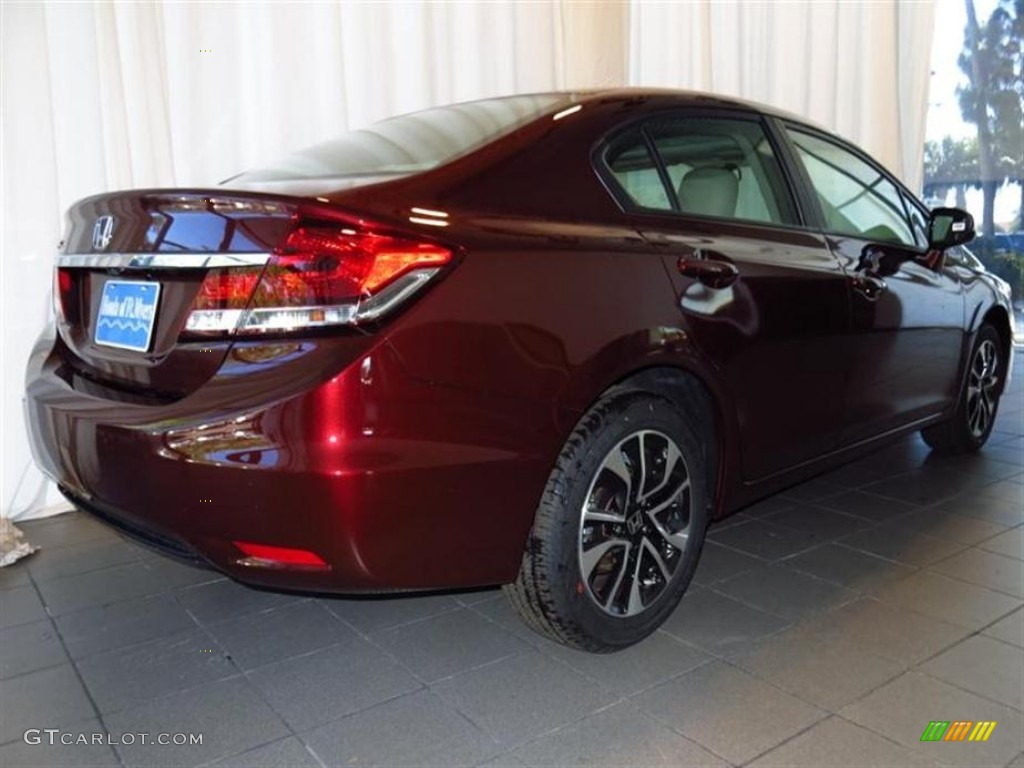 2013 Civic EX Sedan - Crimson Red Pearl / Beige photo #3