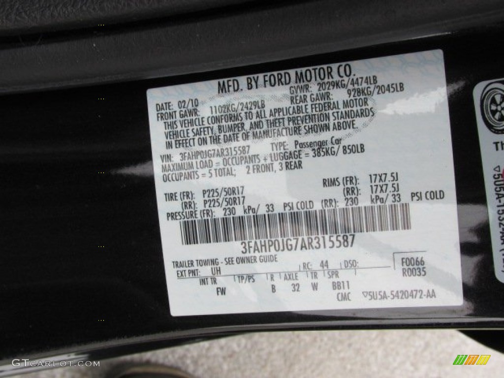 2010 Fusion SEL V6 - Tuxedo Black Metallic / Charcoal Black photo #24