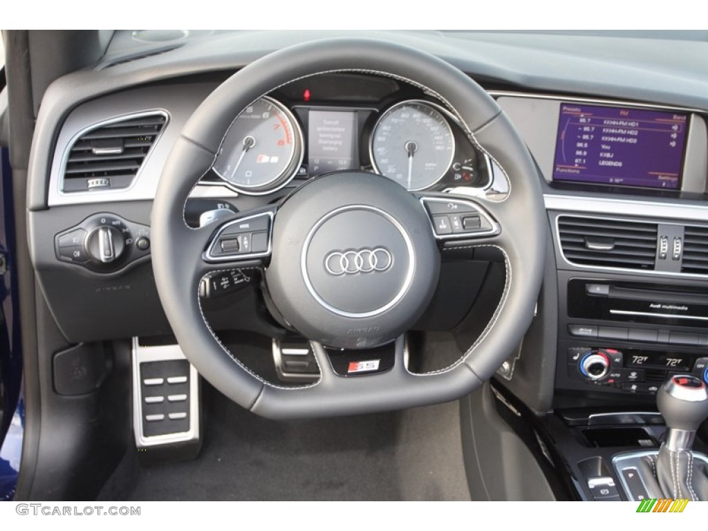 2013 Audi S5 3.0 TFSI quattro Convertible Black Steering Wheel Photo #78808724