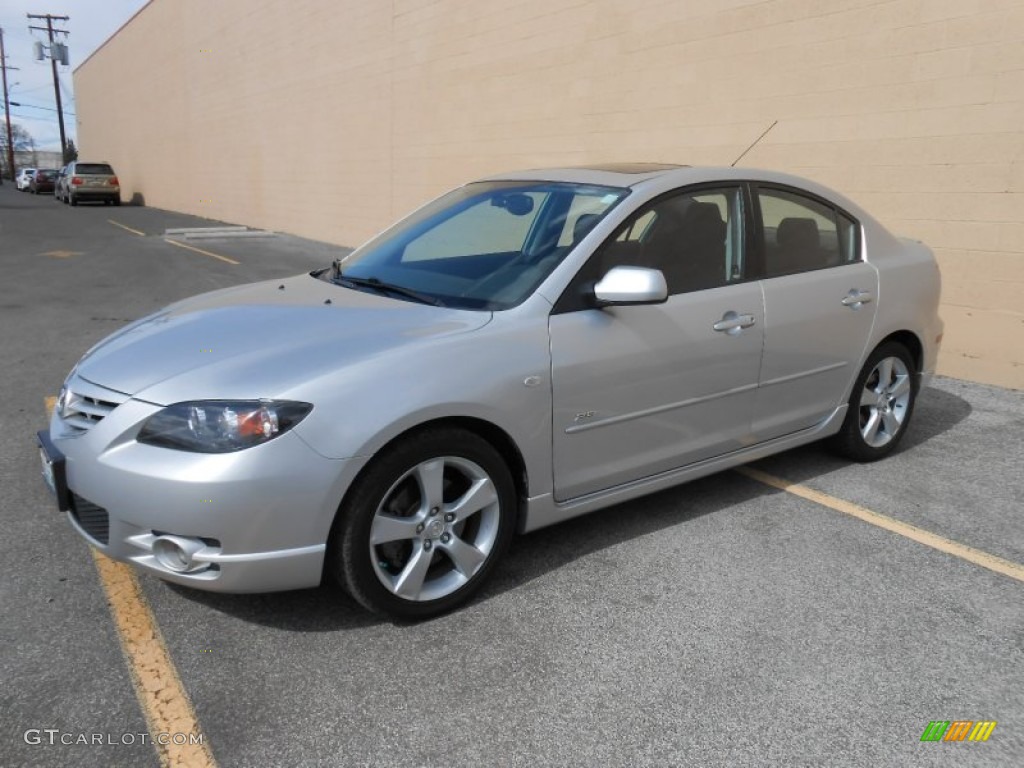 2004 MAZDA3 s Sedan - Sunlight Silver Mica / Black/Red photo #13