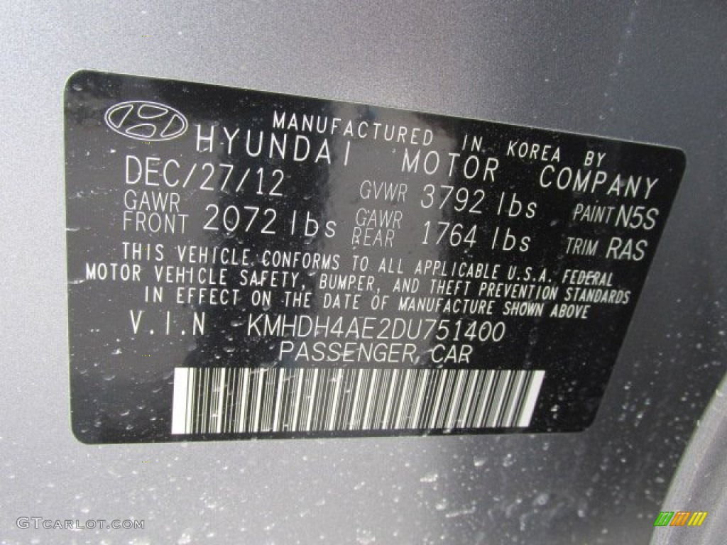 2013 Elantra GLS - Titanium Gray Metallic / Gray photo #10