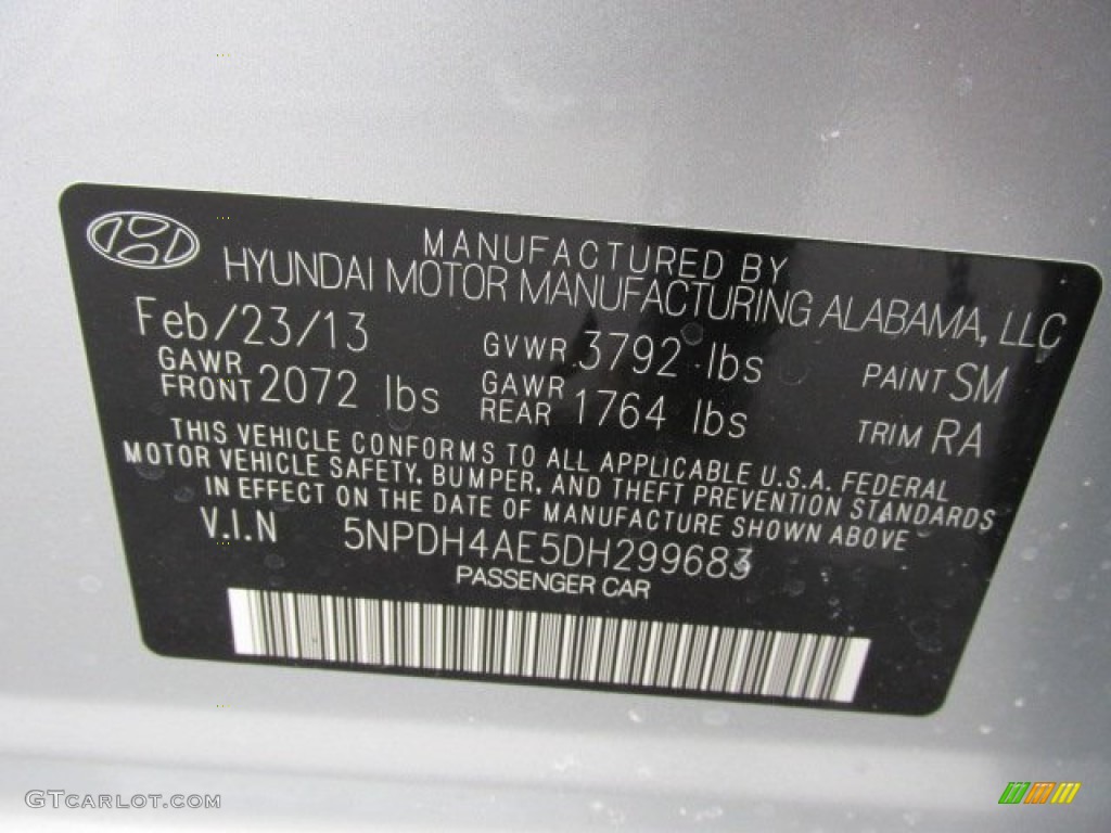 2013 Elantra GLS - Silver / Gray photo #10