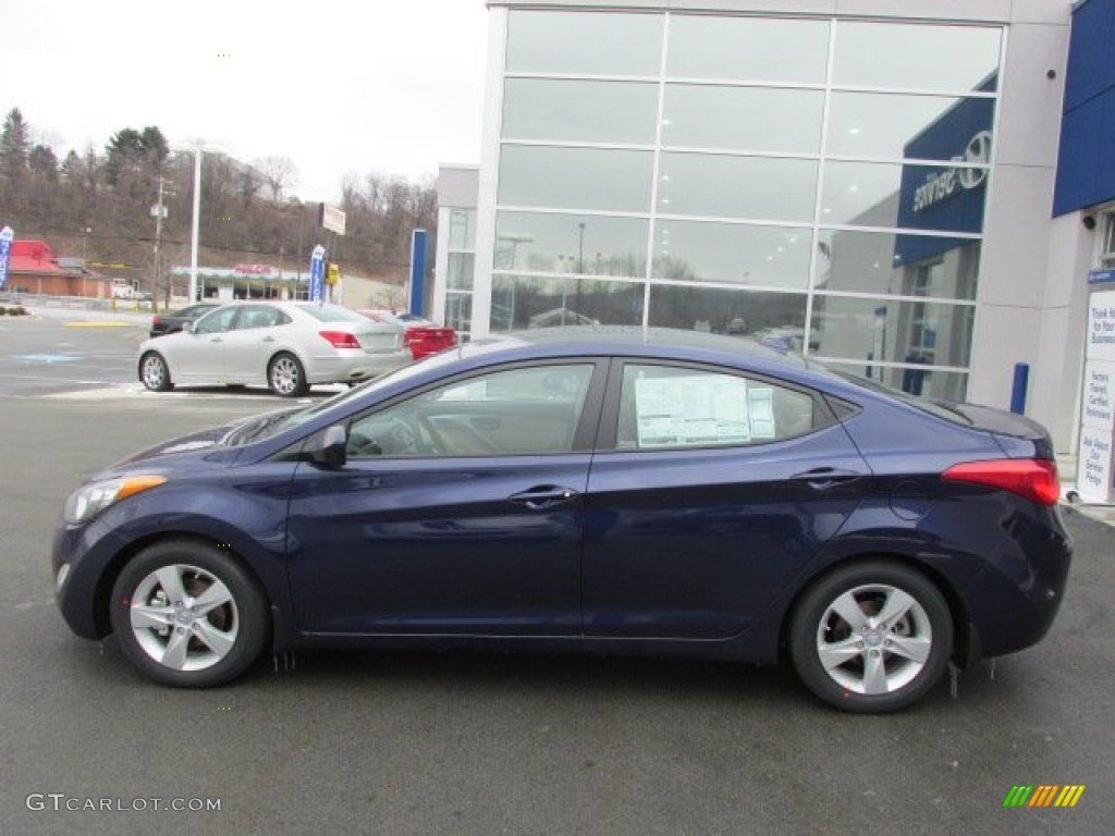 2013 Elantra GLS - Indigo Night / Beige photo #2