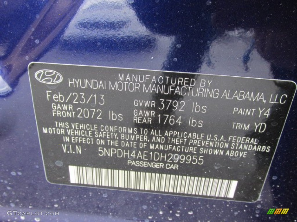 2013 Elantra GLS - Indigo Night / Beige photo #10
