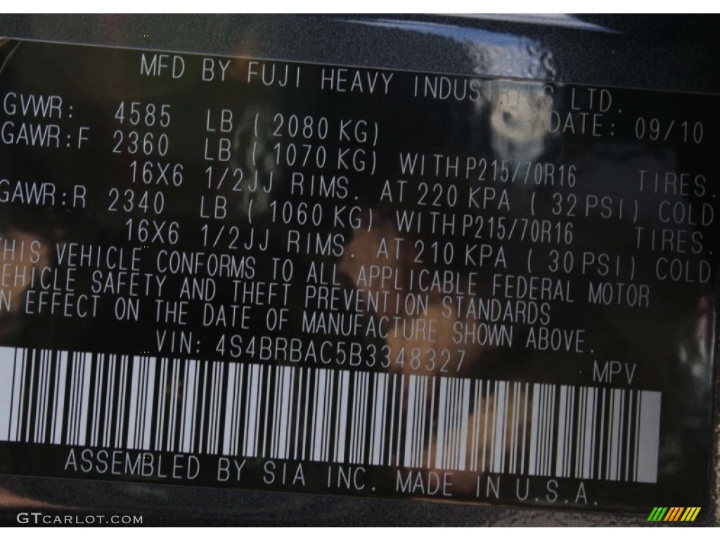 2011 Outback 2.5i Wagon - Graphite Gray Metallic / Off Black photo #25