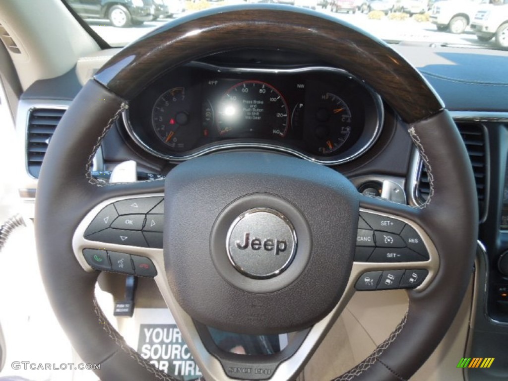 2014 Jeep Grand Cherokee Overland 4x4 Overland Nepal Jeep Brown Light Frost Steering Wheel Photo #78818197