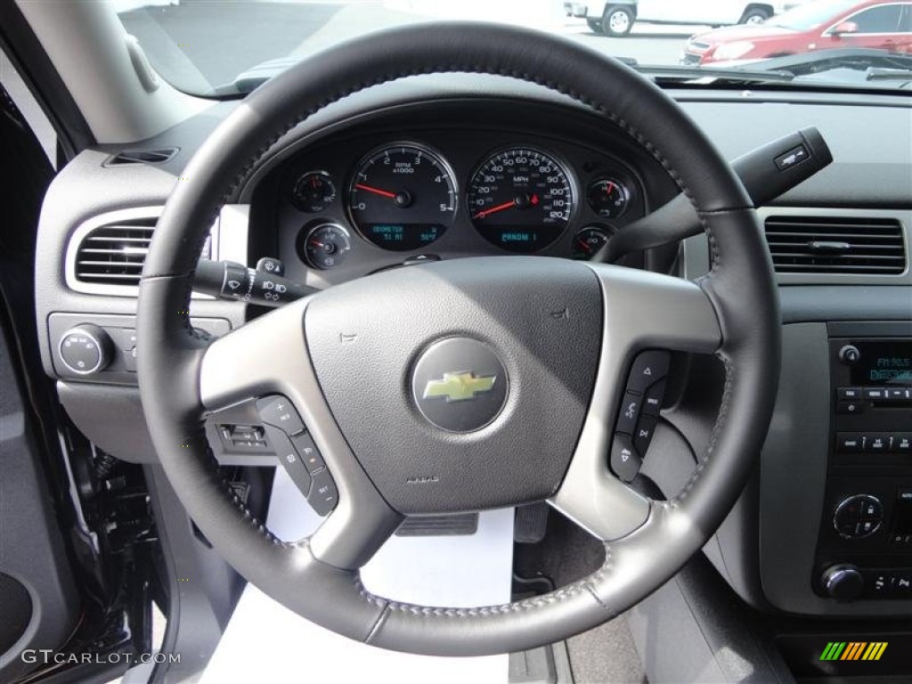 2013 Chevrolet Silverado 2500HD LTZ Crew Cab 4x4 Ebony Steering Wheel Photo #78819881