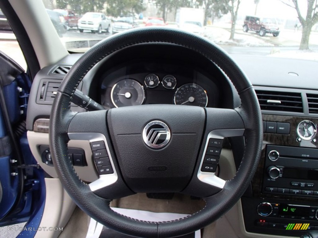 2009 Mercury Milan V6 Premier Dark Charcoal/Medium Light Stone Steering Wheel Photo #78823190