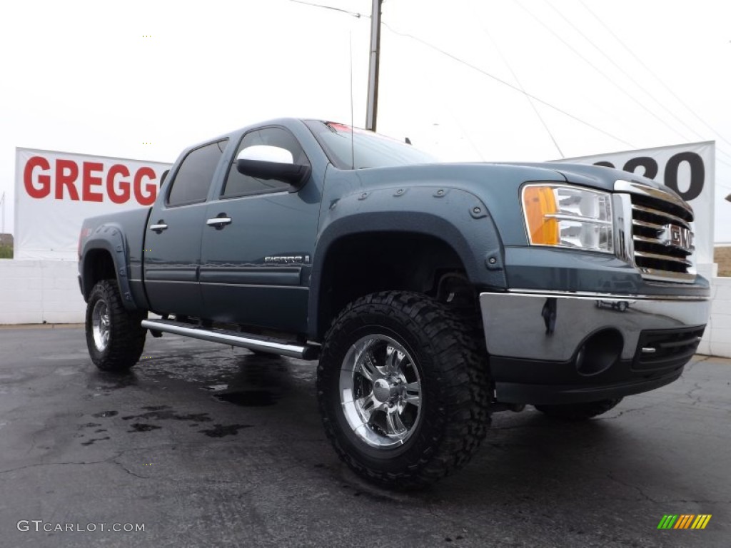 2008 Sierra 1500 SLT Crew Cab 4x4 - Stealth Gray Metallic / Light Titanium photo #1
