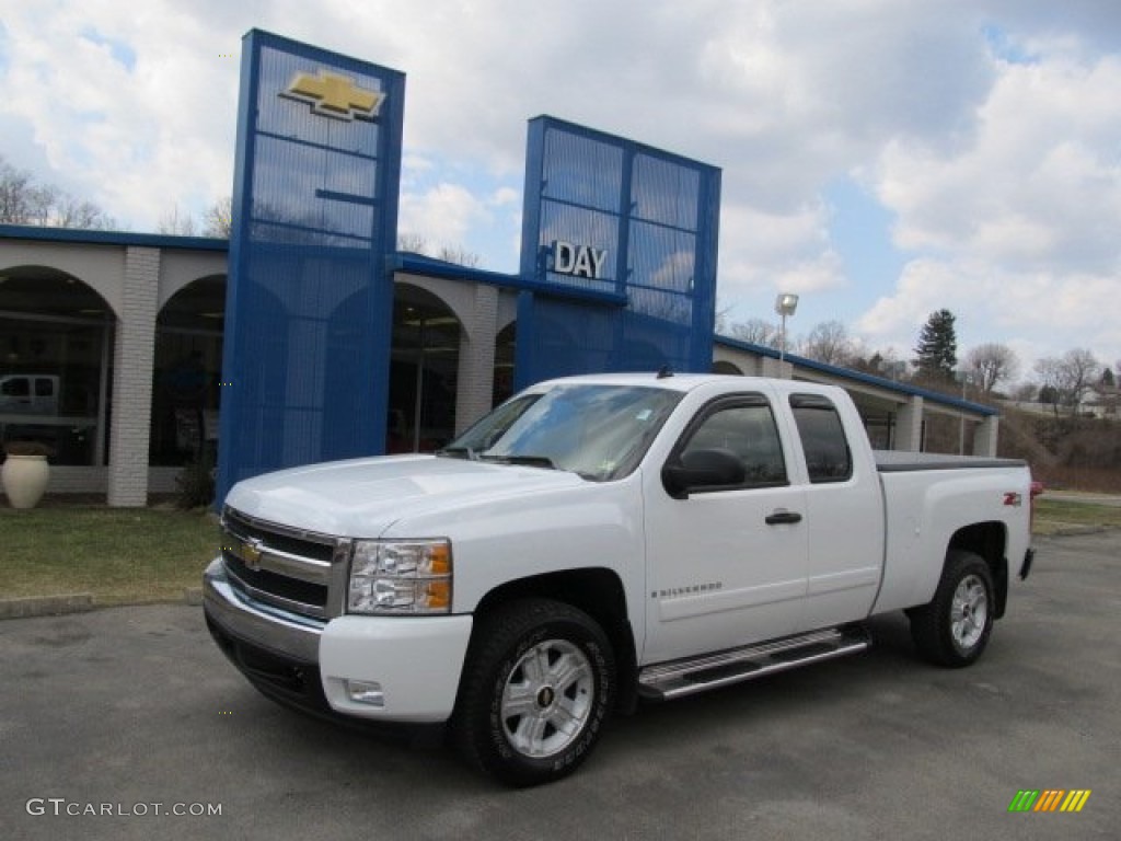 2007 Silverado 1500 LT Extended Cab 4x4 - Summit White / Ebony Black photo #1