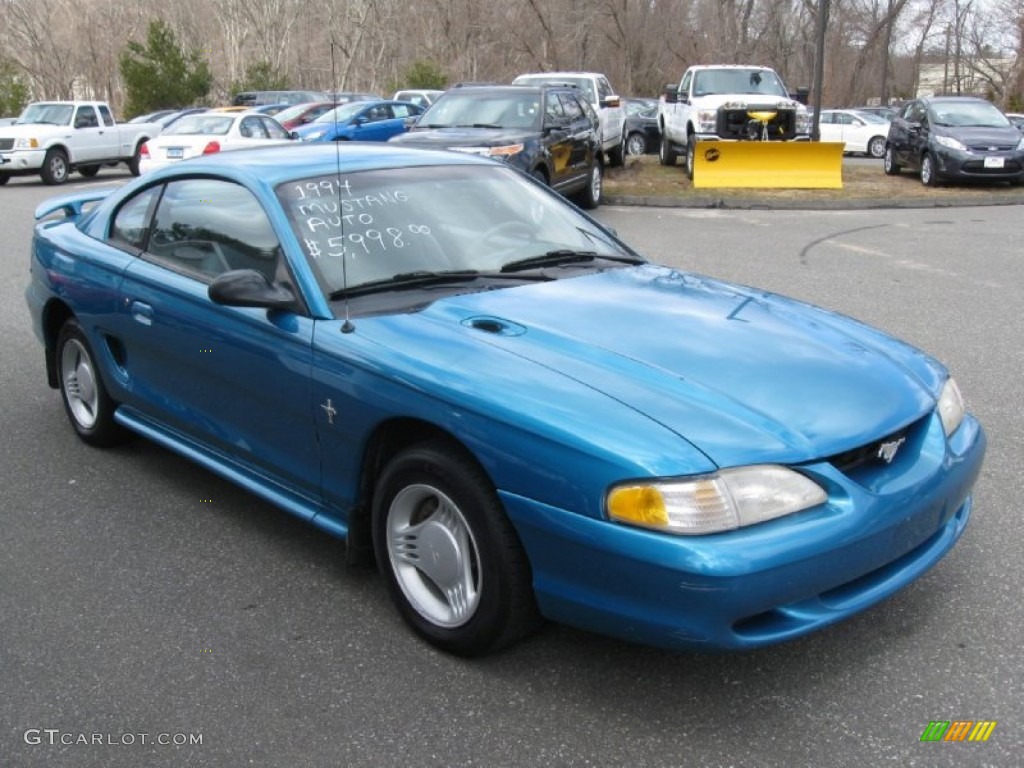 1994 Mustang V6 Coupe - Bright Blue Metallic / Grey photo #1