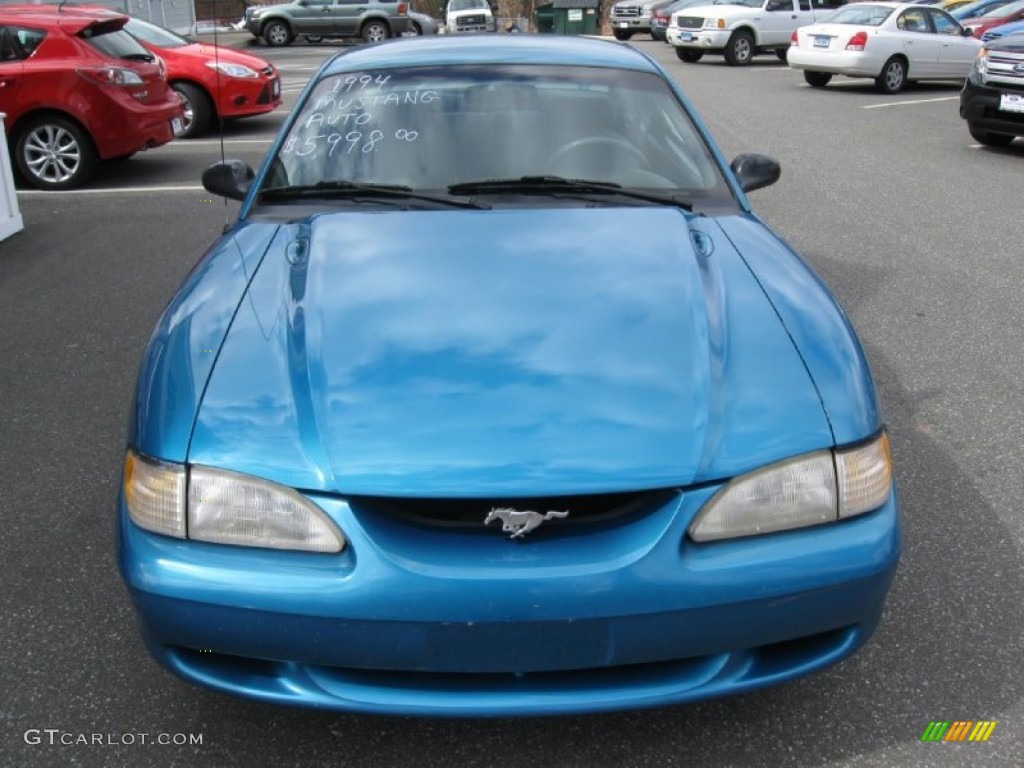 1994 Mustang V6 Coupe - Bright Blue Metallic / Grey photo #2