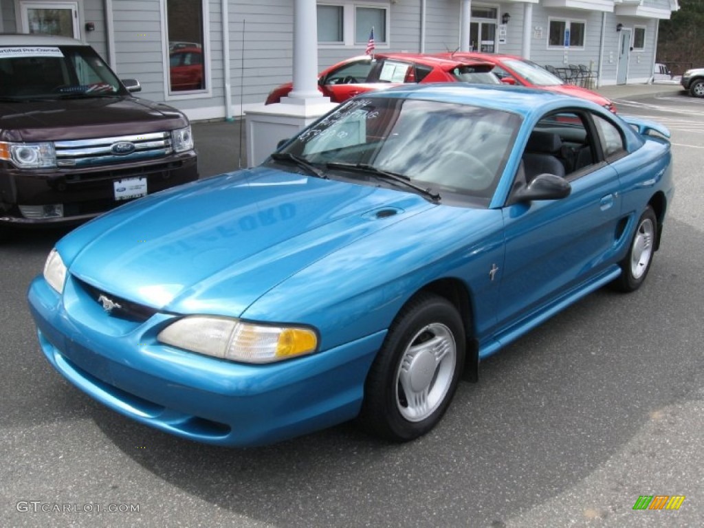1994 Mustang V6 Coupe - Bright Blue Metallic / Grey photo #3