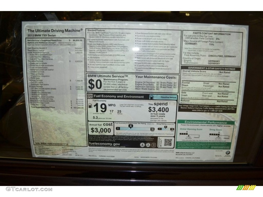 2013 7 Series 750i Sedan - Dark Graphite Metallic II / Black photo #5