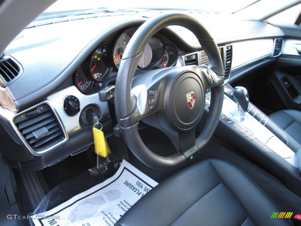 2010 Porsche Panamera 4S Black Steering Wheel Photo #78849314