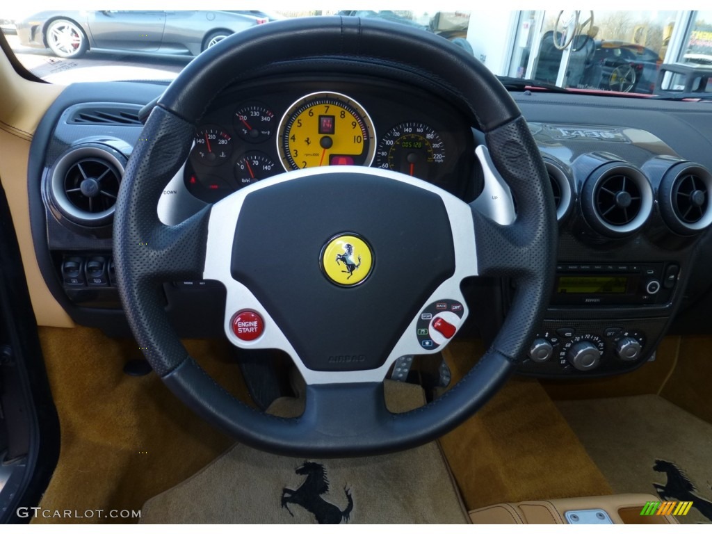 2008 Ferrari F430 Coupe F1 Beige Steering Wheel Photo #78850862