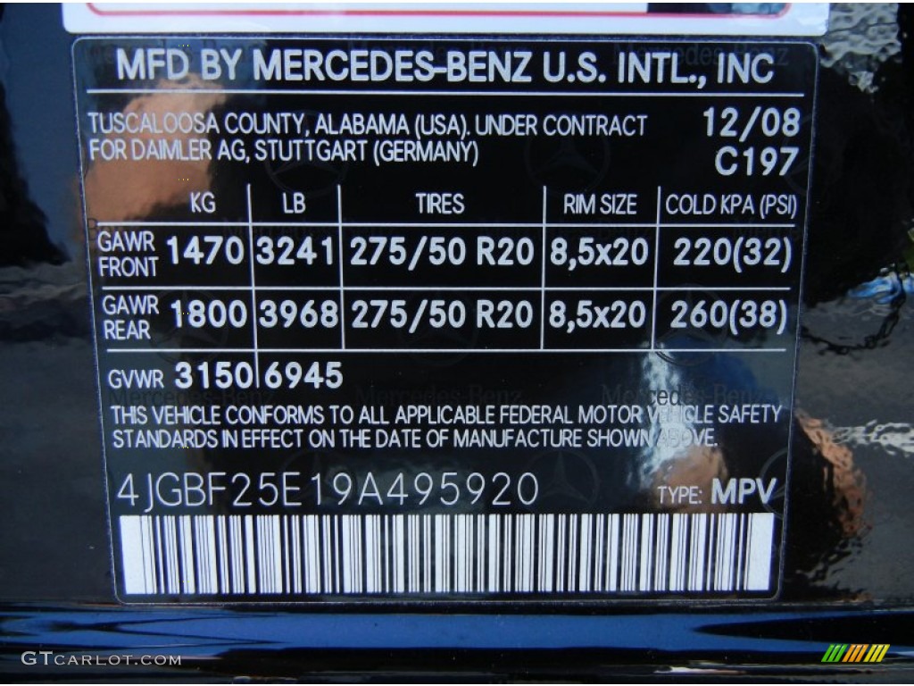 2009 Mercedes-Benz GL 320 BlueTEC 4Matic Color Code Photos