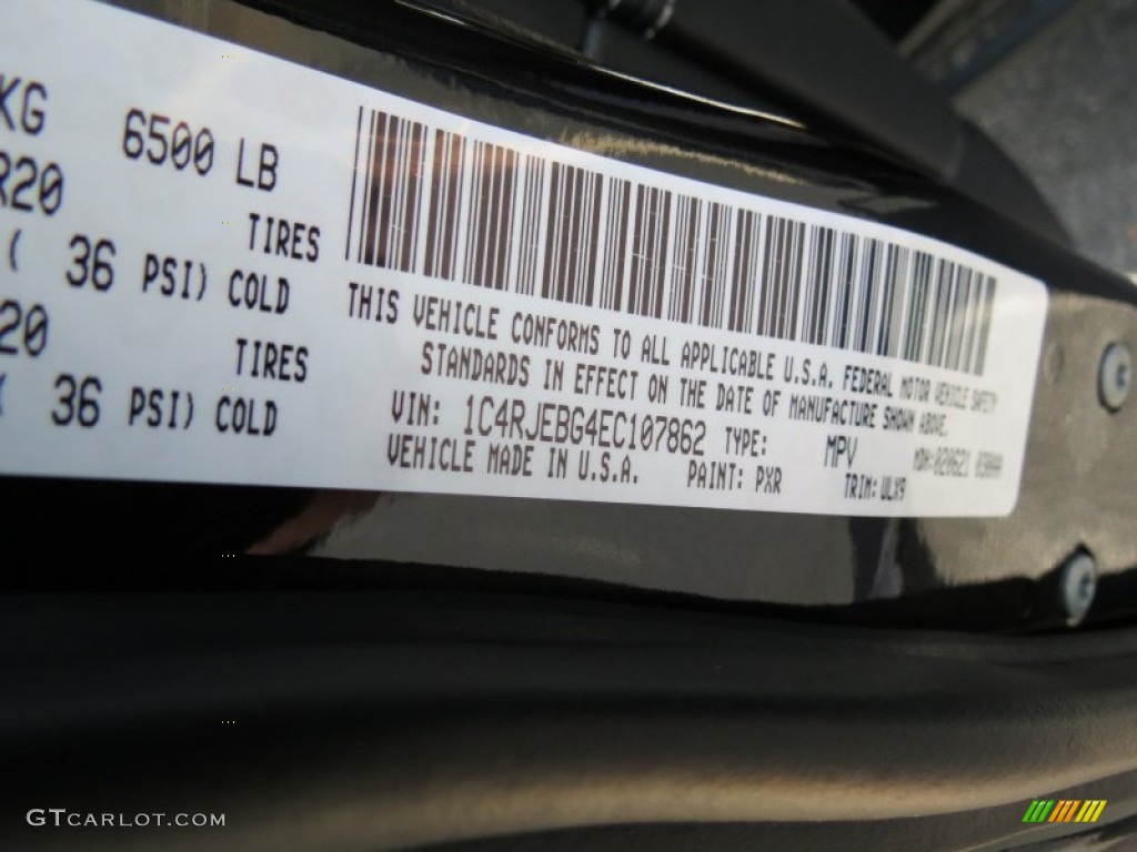 2014 Grand Cherokee Color Code PXR for Brilliant Black Crystal Pearl Photo #78861159