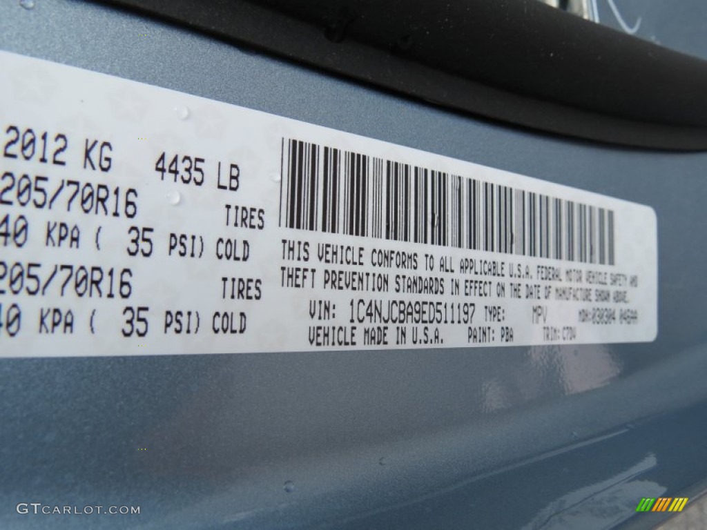 2014 Compass Color Code PBA for Winter Chill Pearl Photo #78861787