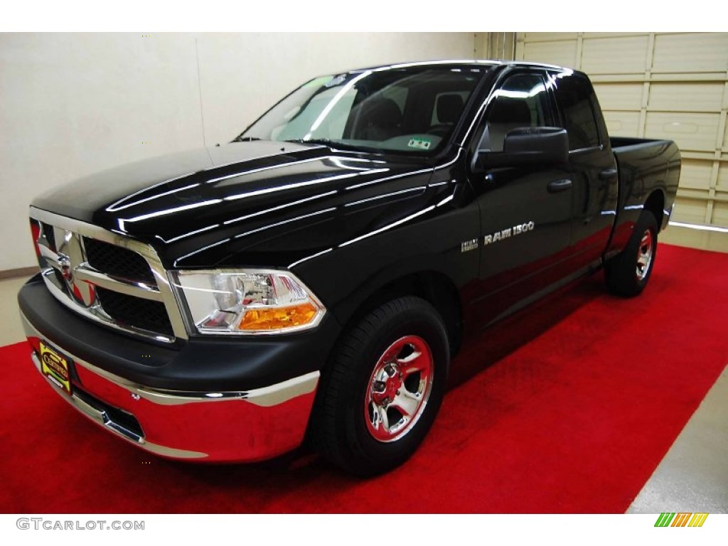 2011 Ram 1500 ST Quad Cab - Brilliant Black Crystal Pearl / Dark Slate Gray/Medium Graystone photo #3