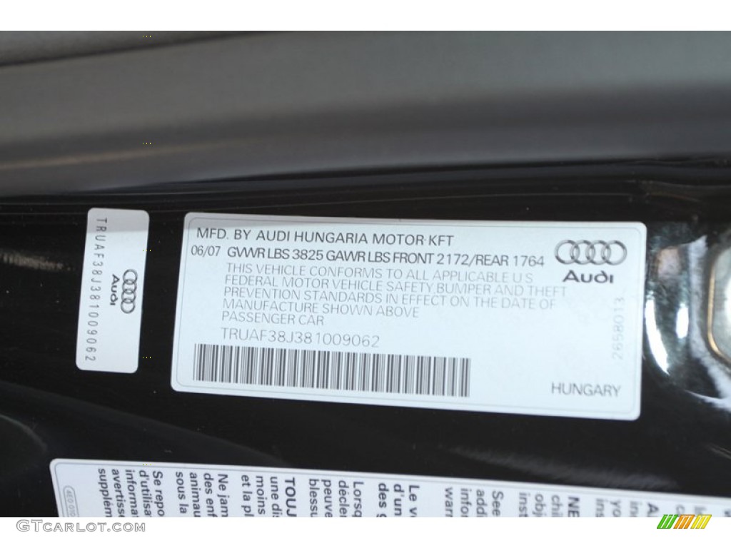 2008 Audi TT 2.0T Coupe Info Tag Photo #78866721