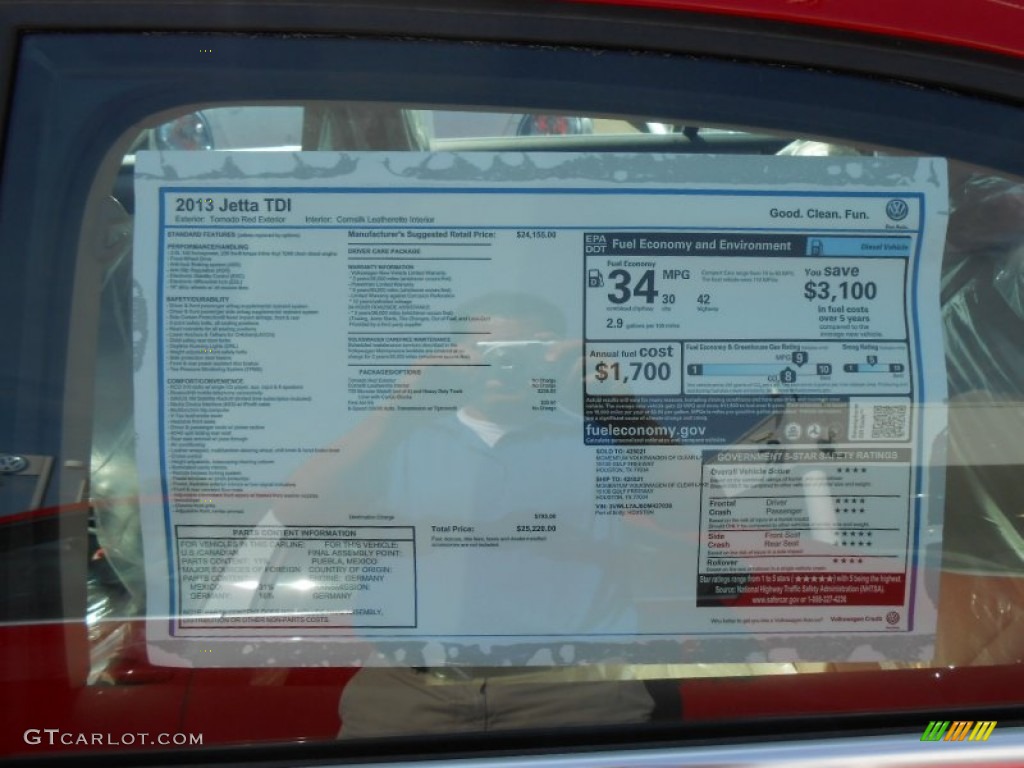 2013 Volkswagen Jetta TDI Sedan Window Sticker Photos