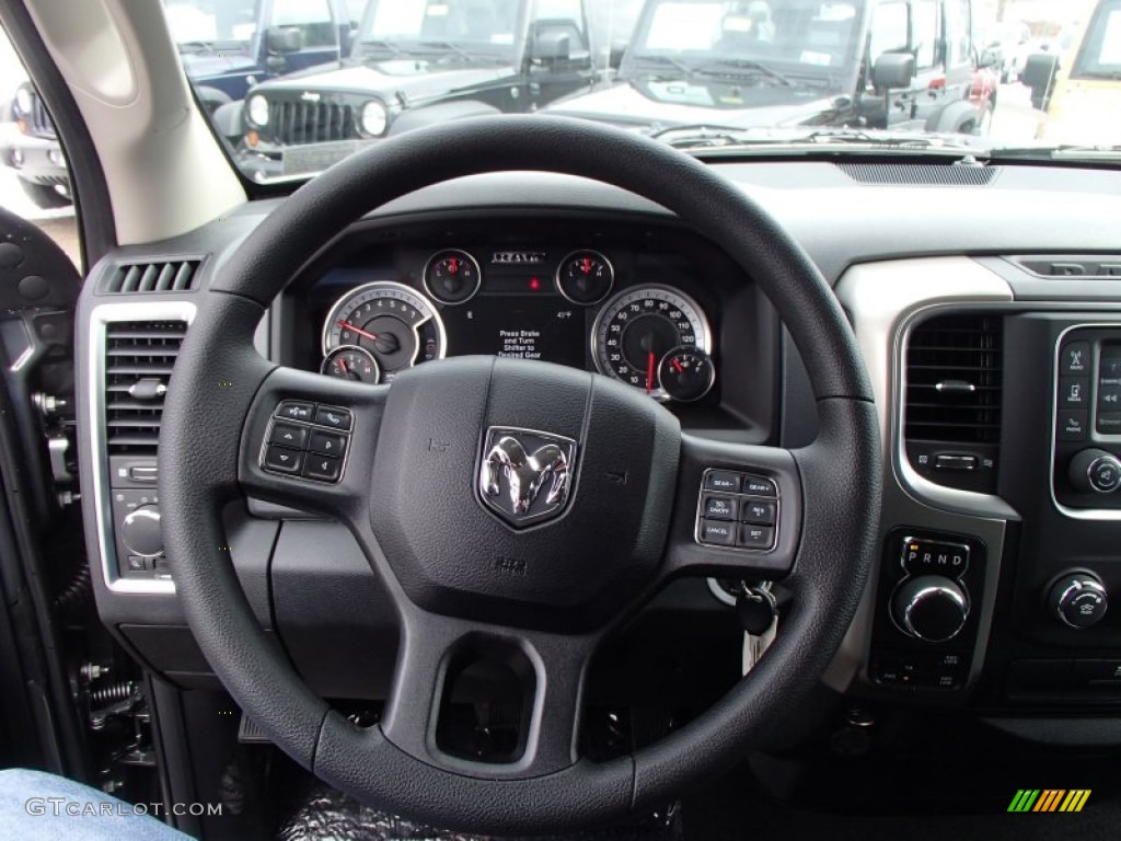 2013 Ram 1500 SLT Quad Cab 4x4 Black/Diesel Gray Steering Wheel Photo #78886835