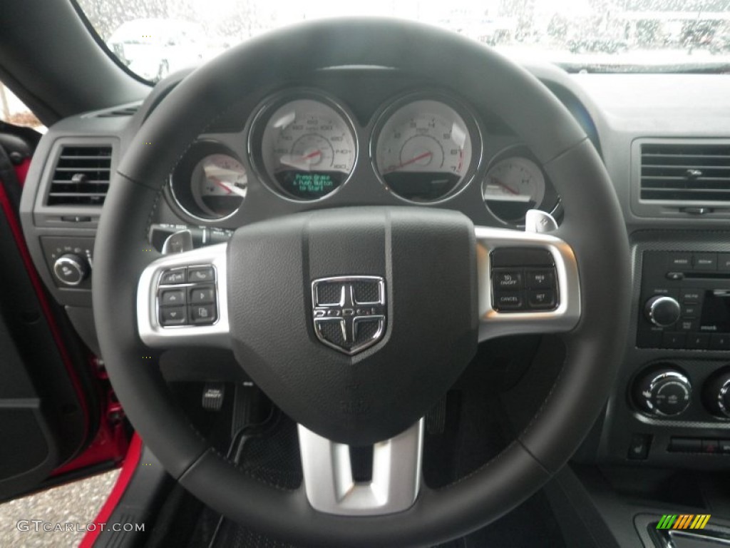 2013 Dodge Challenger R/T Dark Slate Gray Steering Wheel Photo #78889859