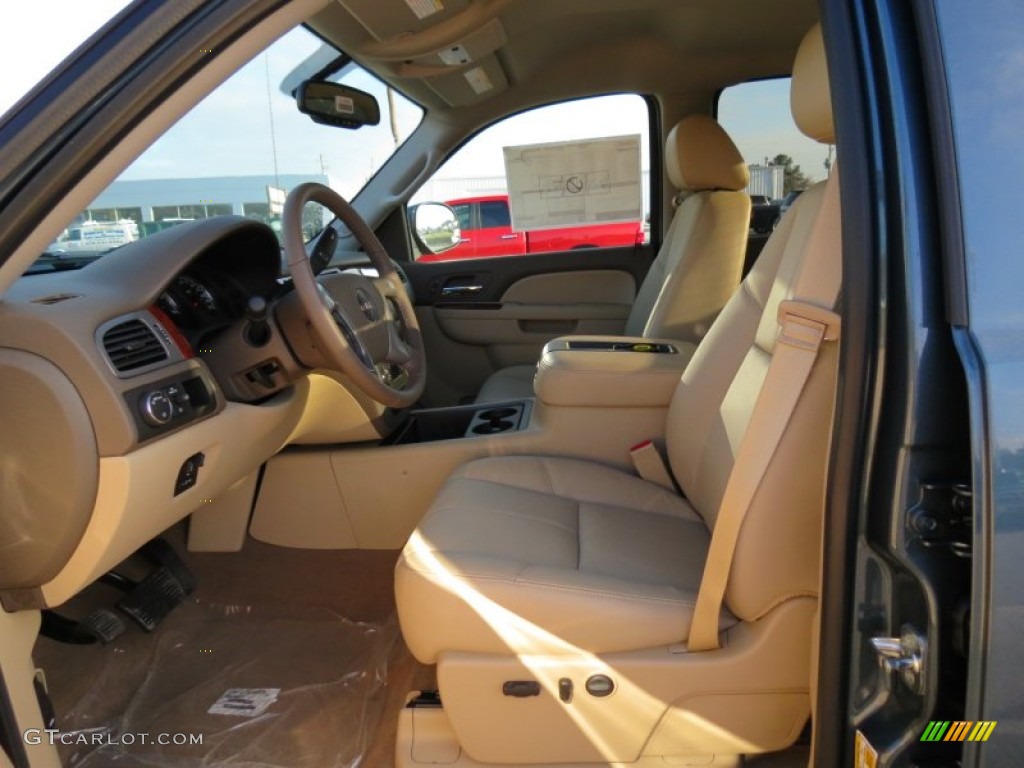 Very Dark Cashmere/Light Cashmere Interior 2013 GMC Sierra 2500HD SLT Crew Cab Photo #78891252