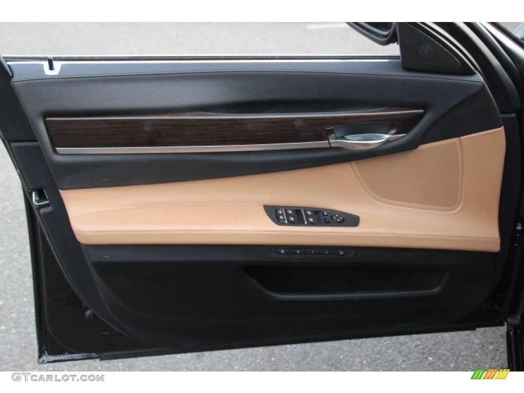 2012 BMW 7 Series 750i xDrive Sedan Saddle/Black Door Panel Photo #78891342