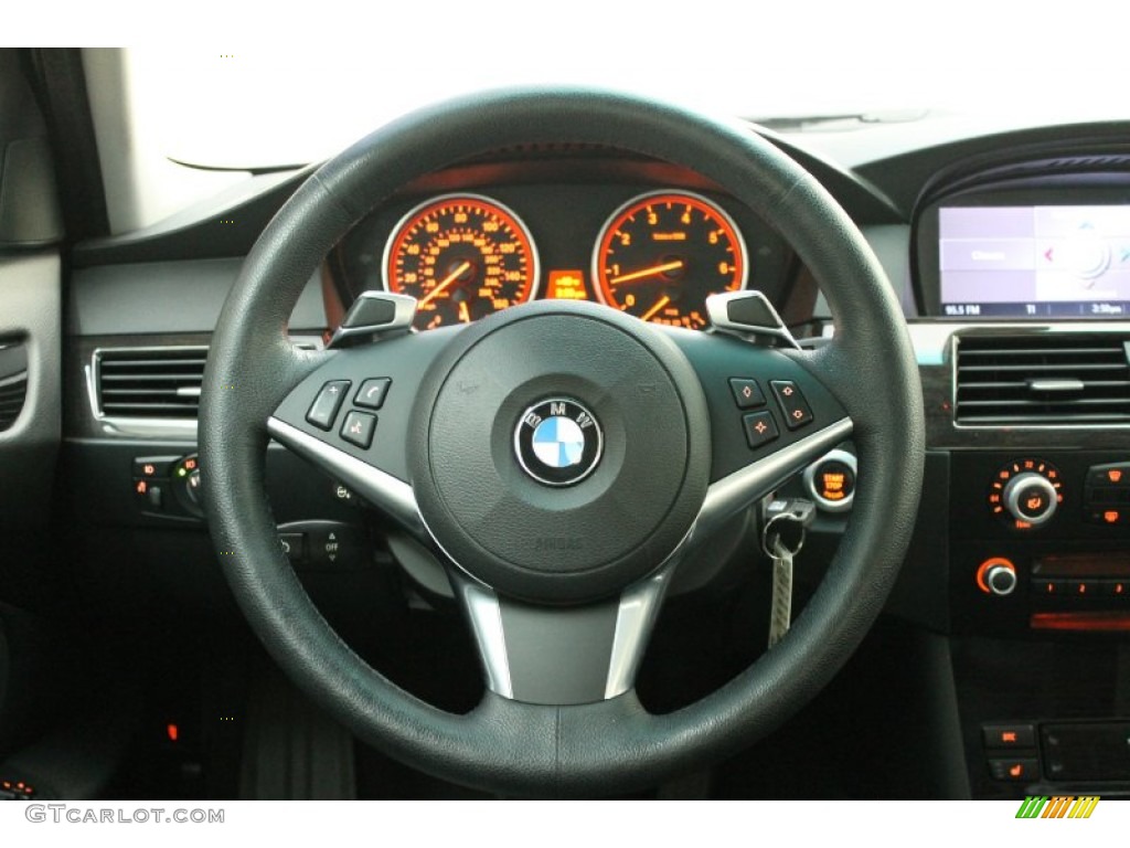 2008 BMW 5 Series 550i Sedan Black Steering Wheel Photo #78894678