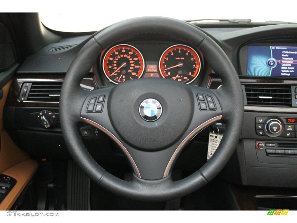 2010 BMW 3 Series 328i Convertible Saddle Brown Dakota Leather Steering Wheel Photo #78895431